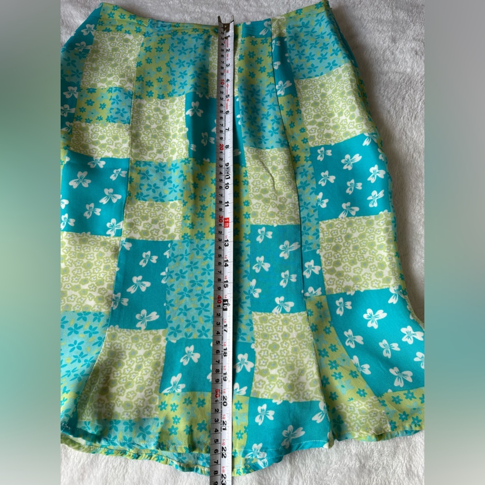 Vintage Harold’s Patchwork Floral Skirt Size 4 Blue Green Y2K - Picture 5 of 8